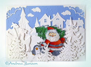 Afbeeldingen van Santa in snow landscape