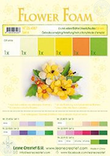 Afbeelding van Flower foam set 4 geel