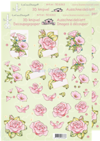 Afbeelding van LeCreaDesign® knipvellen rozen roze bloemen