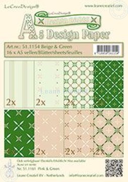 Afbeeldingen van Design papier beige & groen A5