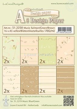 Afbeeldingen van Design Paper Music salmon/green/brown