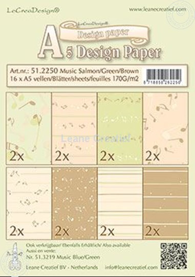 Afbeelding van Design Paper Music salmon/green/brown