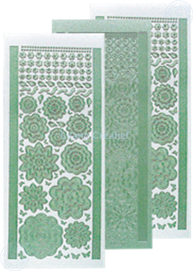 Afbeelding van LeCreaDesign® Bloem Stickers pearl green