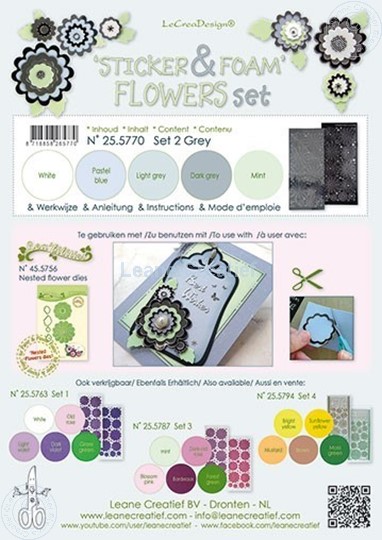 Afbeelding van Sticker &  Foam Flowers Set 2 Grijs 