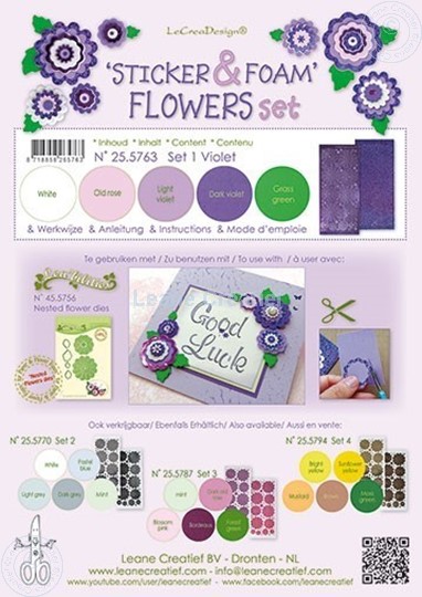 Afbeelding van Sticker &  Foam Flowers Set 1 Violet 