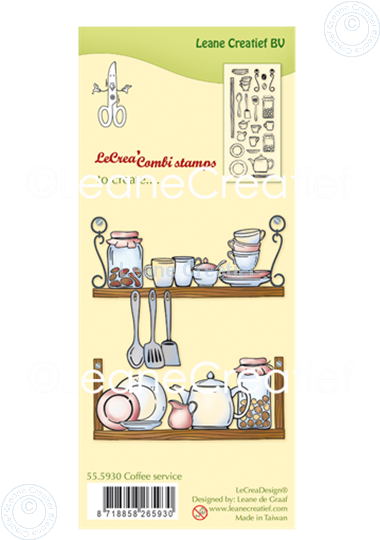 Afbeelding van LeCreaDesign® combi clear stamp Koffie servies