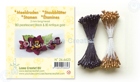 Picture of Stamen 2mm,  80 pearl black & 80 antique gold