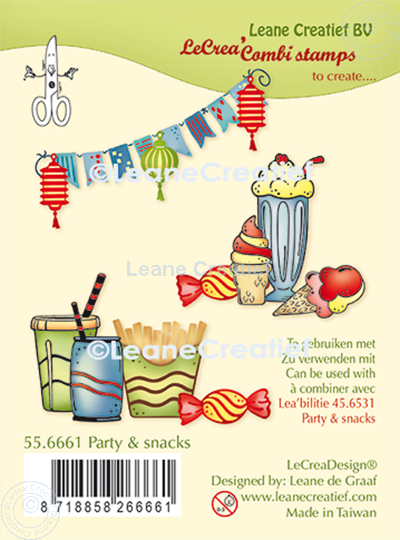 Afbeelding van LeCreaDesign® combi clear stamp Party & snacks