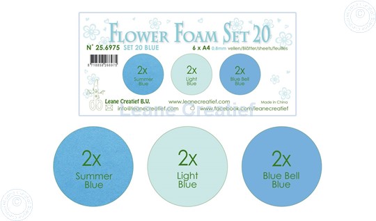 Bild von Flower Foam Set 20 /6x A4 Blatt /3 Farbtöne Blau