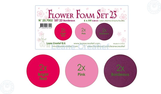 Afbeelding van Flower Foam set 23 /6x A4 vel /3 tinten Bordeaux