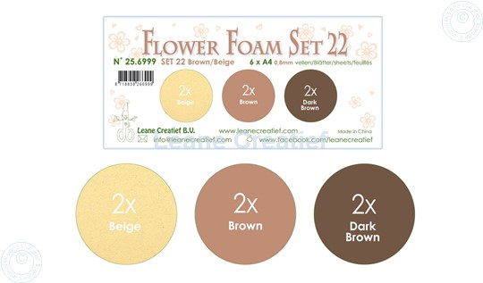 Bild von Flower Foam Set 22 /6x A4 Blatt /3 Farbtöne Braun-Beige