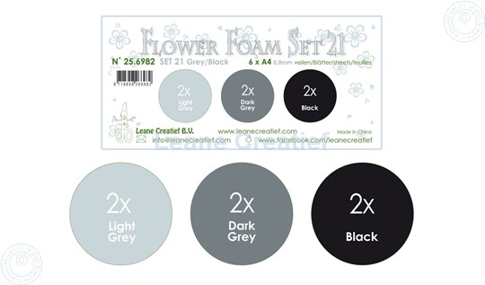 Afbeelding van Flower Foam set 21 /6x A4 vel /3 tinten Grijs-Zwart