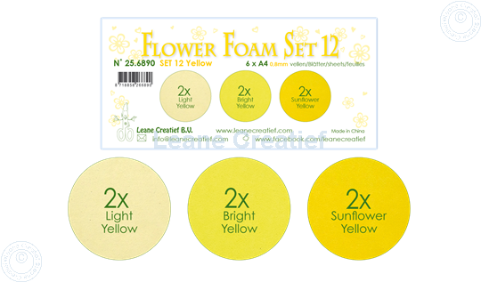 Afbeelding van Flower Foam set 12 /6x A4 vel /3 tinten Geel
