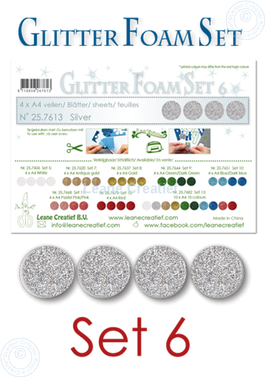 Afbeelding van Glitter Foam set 6, 4 vellen A4 Zilver