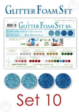 Image de Glitter Foam set 10, 4 feuilles A4 2 bleus et 2 bleu foncé