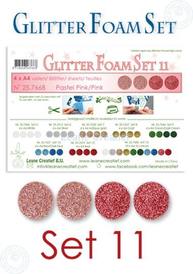 Bild von Glitter Foam Set 11, 4 Blätter A4 2 Pastellrosa & 2 Rosa