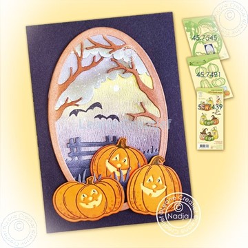 Afbeeldingen van pumpkin Halloween diorama card