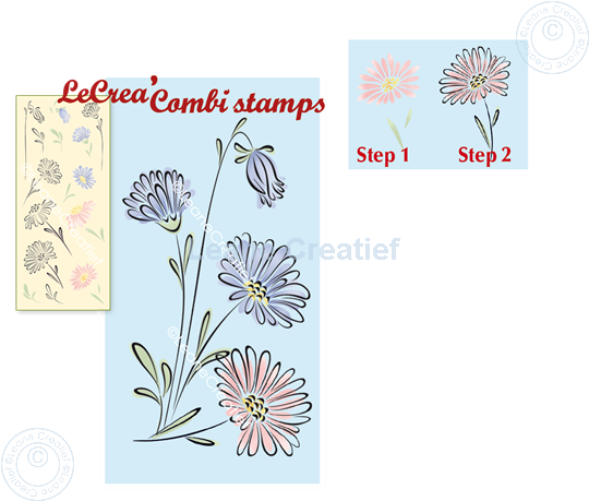 Picture of LeCreaDesign® combi clear stamp Aquarel flowers