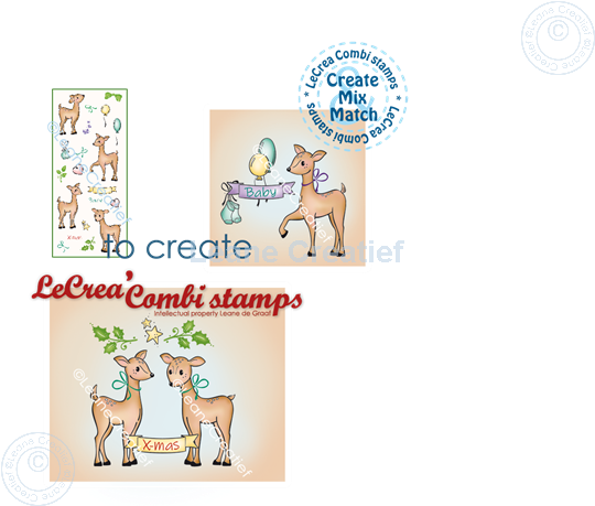 Afbeelding van LeCreaDesign® combi clear stamp Hertjes