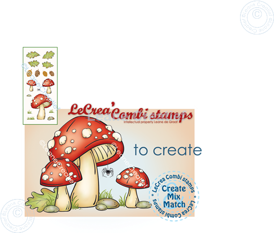 Afbeelding van LeCreaDesign® combi clear stamp Paddenstoelen (te combineren met Lea'biltie die 45.8566)