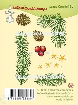 Afbeeldingen van LeCreaDesign® combi clear stamp Kersttakken