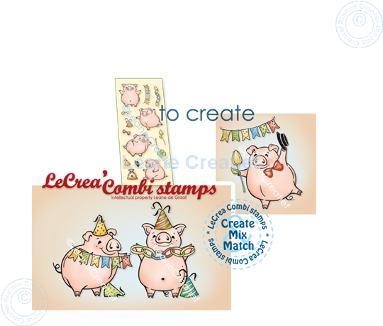 Afbeelding van LeCreaDesign® combi clear stamp Feestvarken