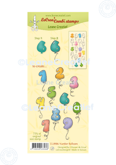 Afbeelding van LeCreaDesign® combi clear stamp Cijfer ballonnen