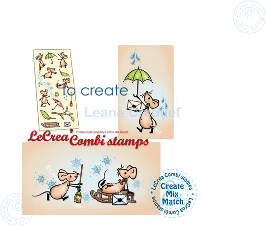 Bild von LeCreaDesign® Silikon Kombi Stempel Mäuse Herbst-Winter