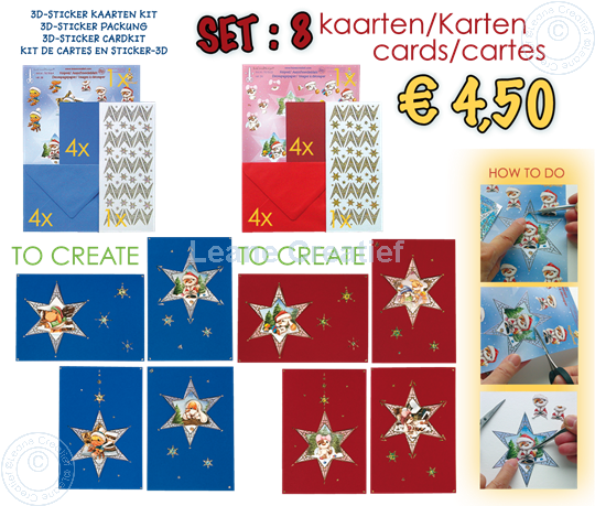 Picture of Set 51.5373 + 51.5380 3D sticker Christmas card kits star