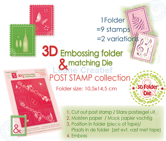 Image sur 3D gaberit de gaufrage & matrice, Timbres 3x4cm, Famille, 9 motifs