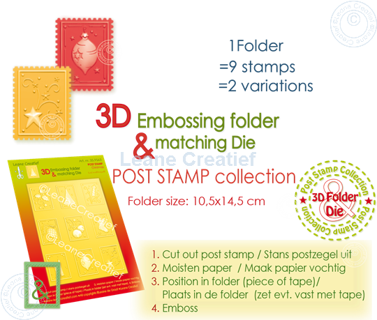 Picture of 3D embosing folder & cutting die, Post stamps 3x4cm Christmas, 9 designs