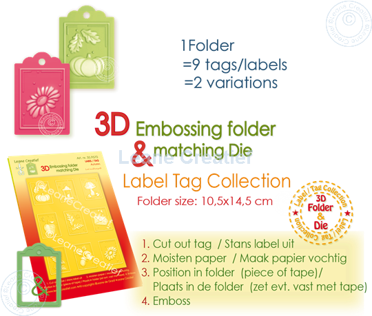 Picture of 3D embosing folder & cutting dies, Labels 3x4,5cm Autumn, 9 designs